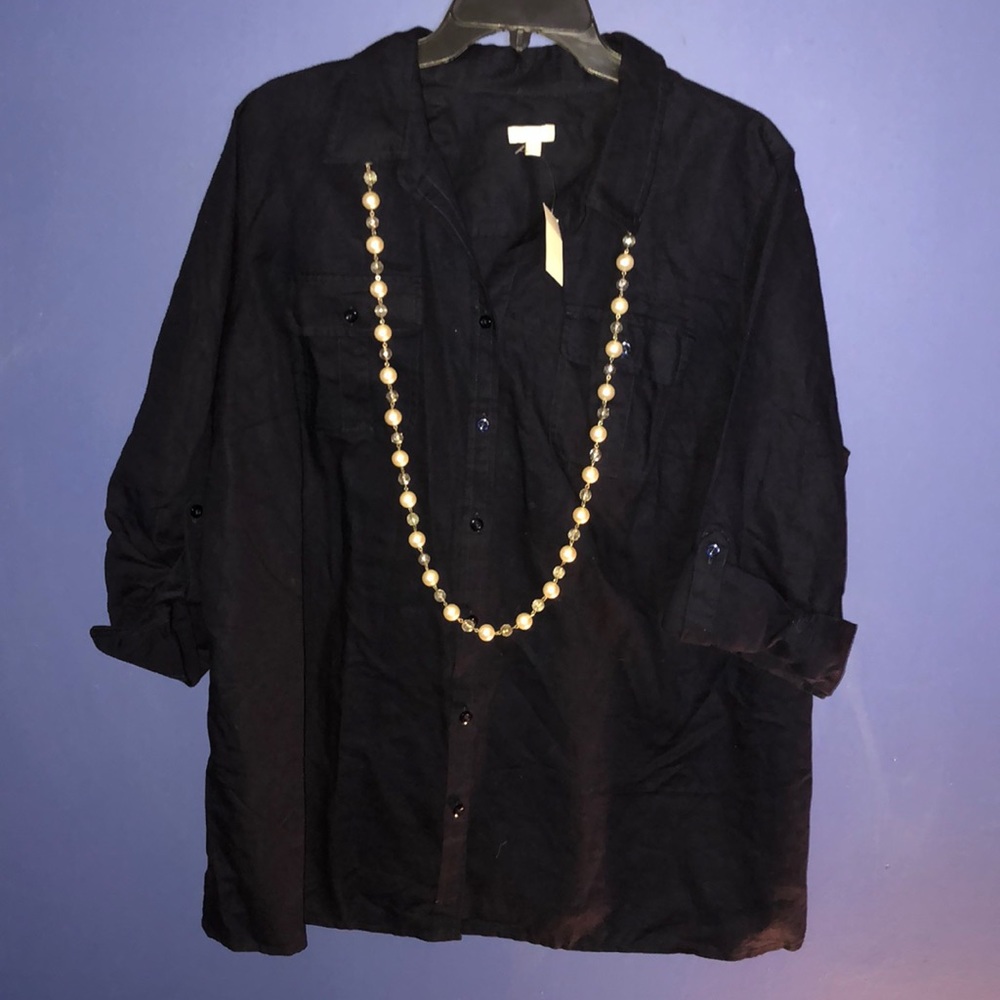 Brand new !!! Talbots Navy linen shirt size 2X